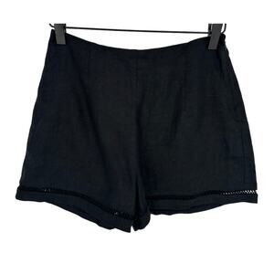 Banana Republic Black Linen High Waisted Shorts Lace Accent Summer Casual 0